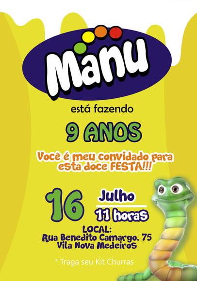 Convite Virtual - Fini Amarelo - Minhocas