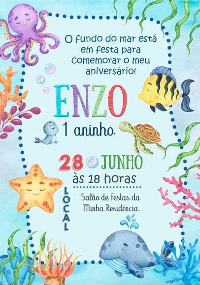 Convite Virtual - Fundo do Mar Aquarela