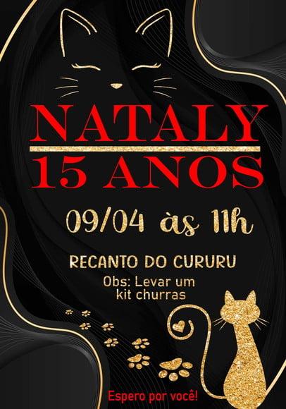 Convite Virtual - Gatos - 15 Anos