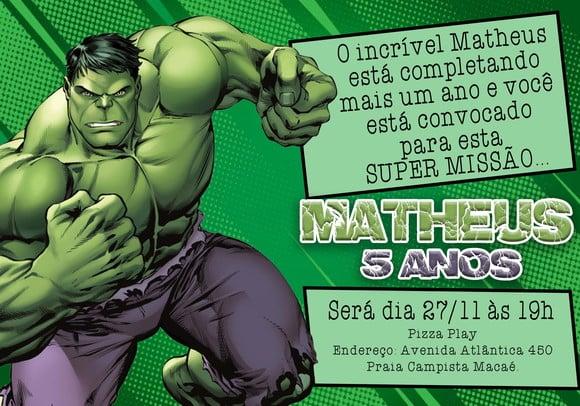 Convite Virtual - Hulk