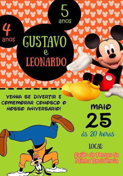 Convite Virtual - Mickey e Pateta