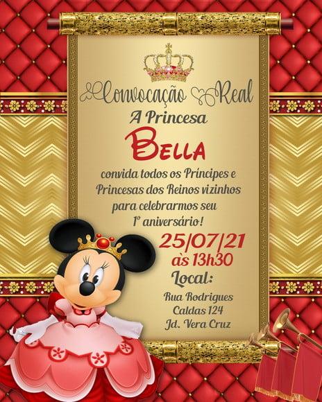 Convite Virtual - Minnie Realeza Vermelho