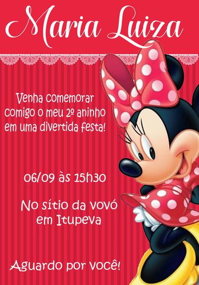 Convite Virtual - Minnie Vermelha
