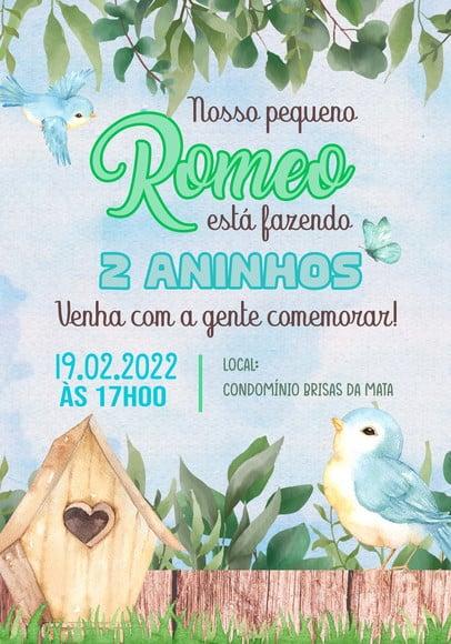 Convite Virtual - Passarinho
