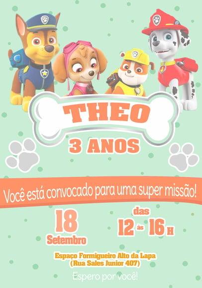 Convite Virtual - Patrulha Canina Candy