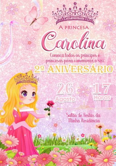 Convite Virtual - Princesa Aurora- Bela Adormecida