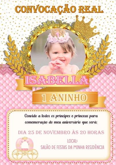 Convite Virtual - Realeza Menina com Foto