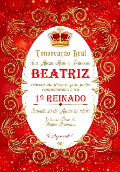 Convite Virtual - Realeza Menina Vermelho