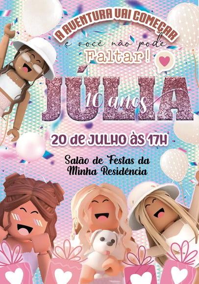 Convite Virtual - Roblox Menina 03