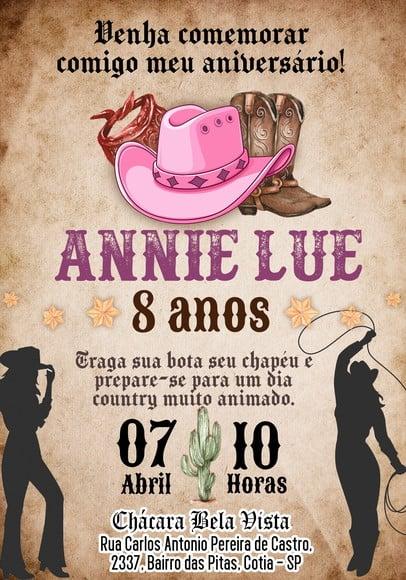 Convite Virtual - Rodeio/ Cowntry Menina