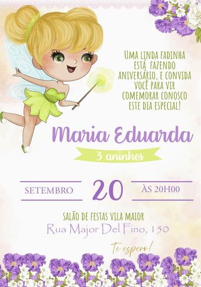 Convite Virtual - Sininho Thinker Bell