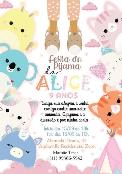 Convite Virtual - Squishmallow/ Festa do Pijama