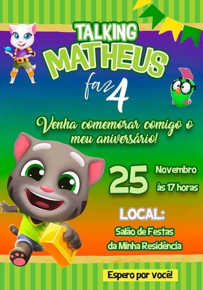Convite Virtual - Talking Tom 02