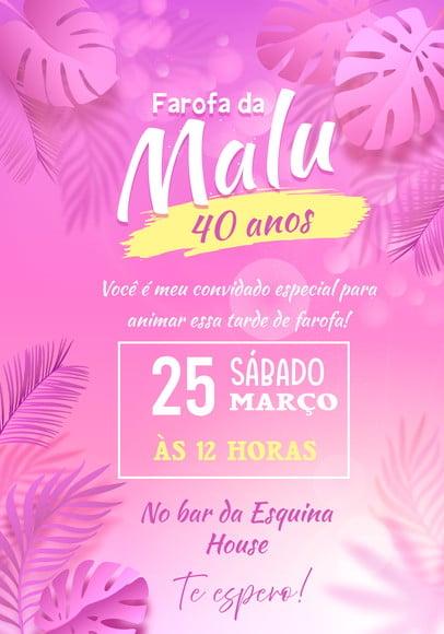 Convite Virtual - Tardezinha/ Farofa (rosa)