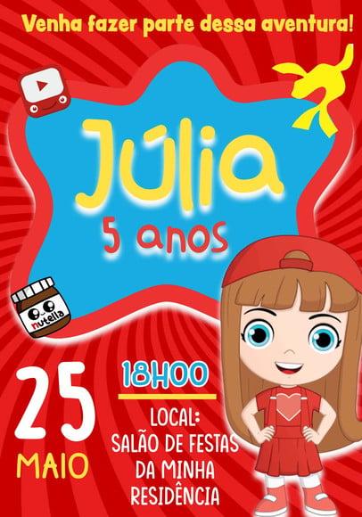 Convite Virtual Aventureira Vermelha - Luccas Neto