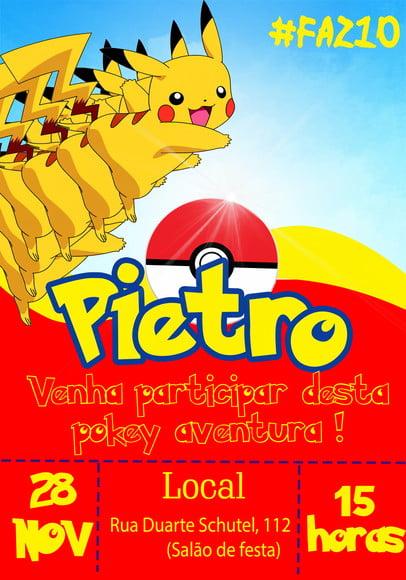Convite Virtual Pikachu