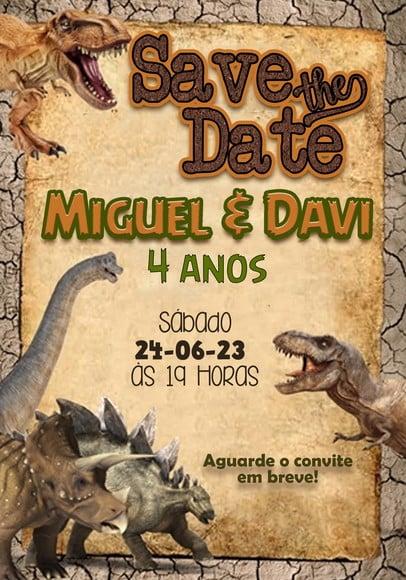 Convite Save The Date - Dinossauro 02