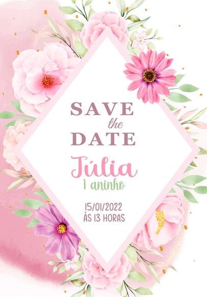 Convite Save The Date - Floral
