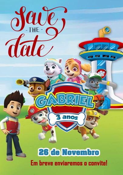 Convite Save The Date - Patrulha Canina