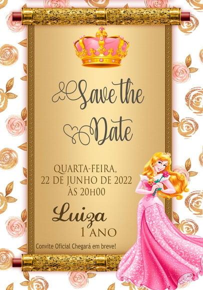 Convite Save The Date Princesa Aurora