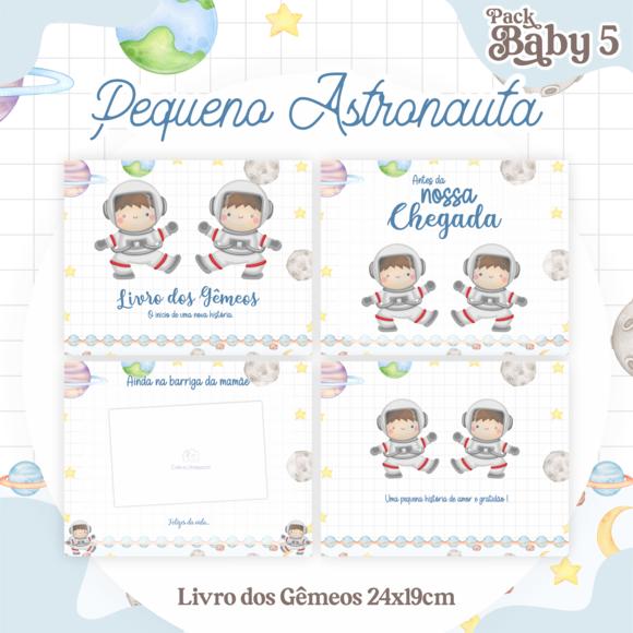 Livro do Bebê (19 x 24) - Astronauta Menino Gêmeos