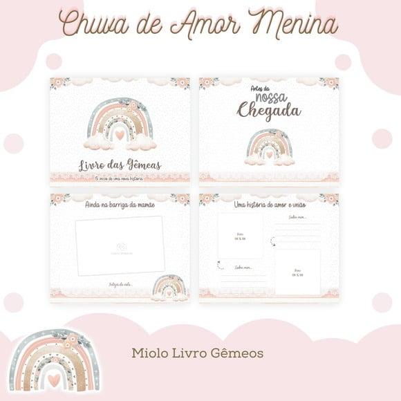 Livro do Bebê (19 x 24) - Chuva de Amor Menina (gêmeas)