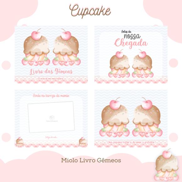 Livro do Bebê (19 x 24) - Cupcake (gemeas)