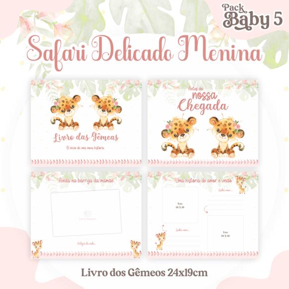 Livro Do Bebê (19 X 24) - Safari Delicado(gêmeas)
