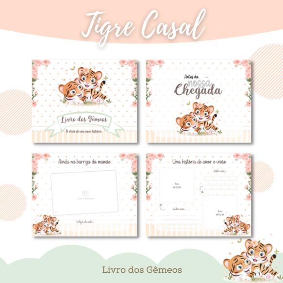 Livro do Bebê (19 x 24) - Tigre Gêmeos (casal)