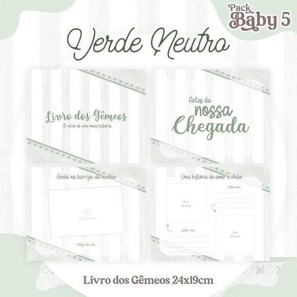 Livro do Bebê (19 x 24) - Verde Neutro Gêmeos