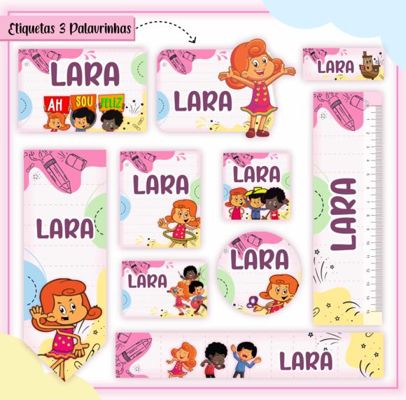 Arquivo Digital Etiqueta Escolar - 3 Palavrinhas Menina