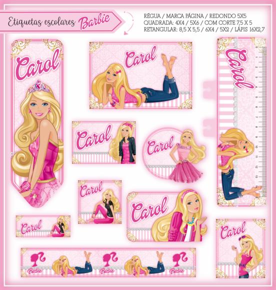 Arquivo Digital Etiqueta Escolar - Barbie