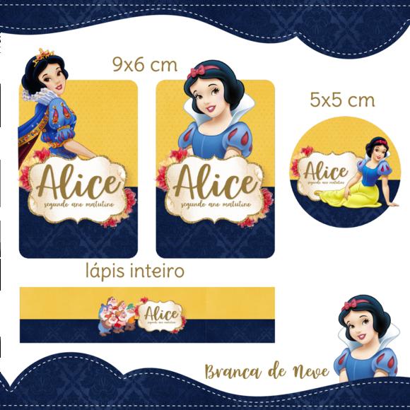 Arquivo Digital Etiqueta Escolar - Branca de Neve