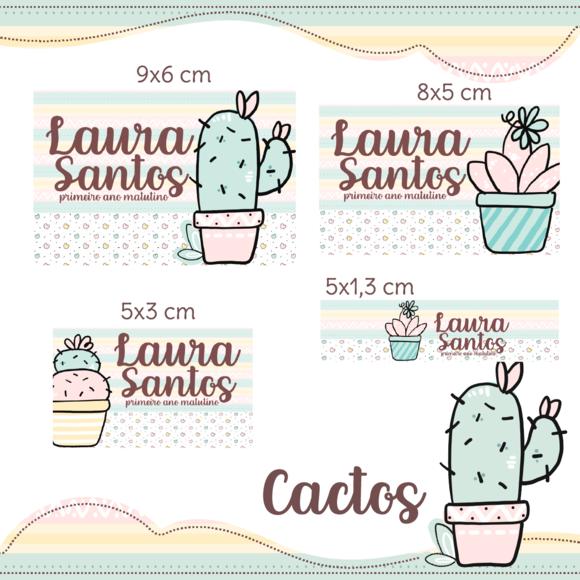 Arquivo Digital Etiqueta Escolar - Cactos