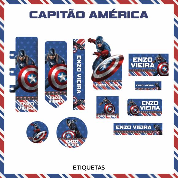 Arquivo digital Etiqueta Escolar - Capitão América