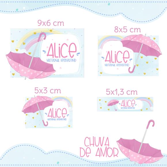 Arquivo digital Etiqueta Escolar - Chuva de Amor Menina