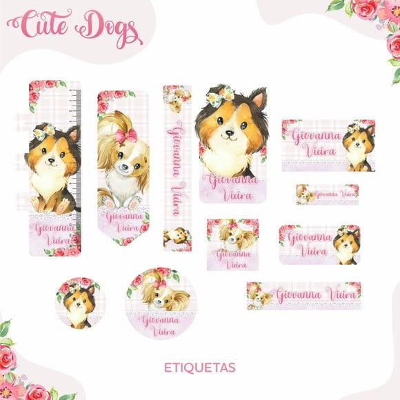 Arquivo Digital Etiqueta Escolar - Cute Dogs