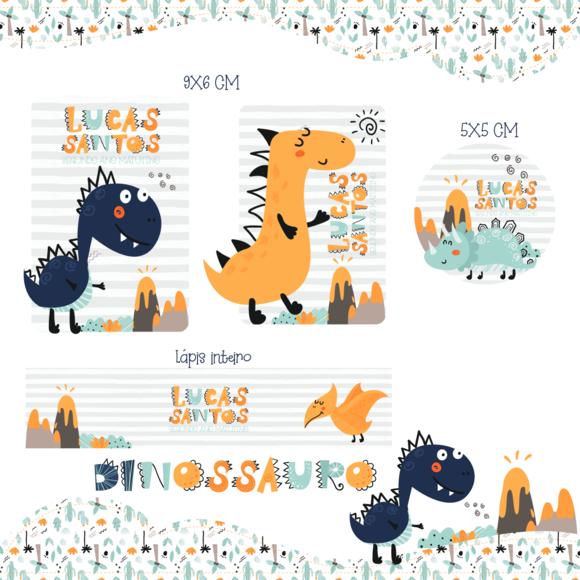 Arquivo digital Etiqueta Escolar - Dinossauro