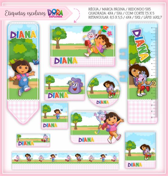 Arquivo digital Etiqueta Escolar - Dora Aventureira