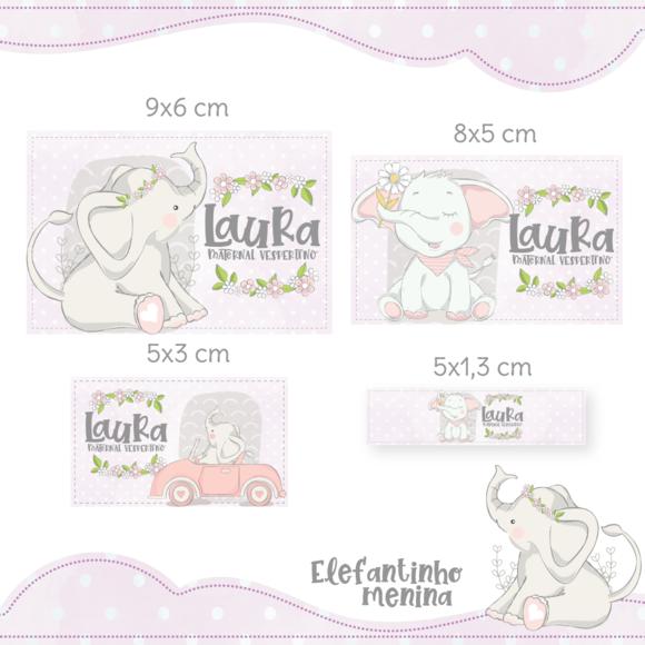 Arquivo Digital Etiqueta Escolar - Elefante Menina