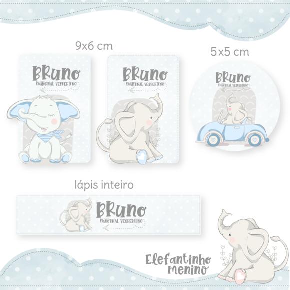 Arquivo Digital Etiqueta Escolar - Elefante Menino