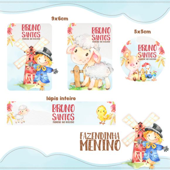 Arquivo Digital Etiqueta Escolar - Fazendinha Menino
