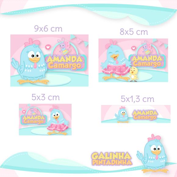 Arquivo Digital Etiqueta Escolar - Galinha Pintadinha Rosa