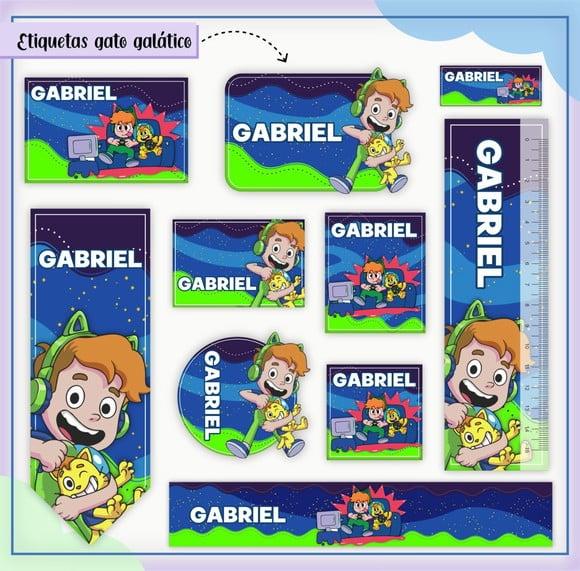 Arquivo Digital Etiqueta Escolar - Gato Galáctico 01