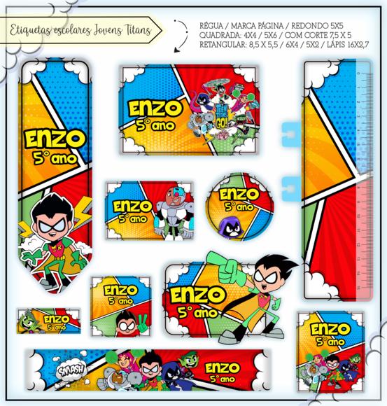 Arquivo Digital Etiqueta Escolar - Jovens Titans