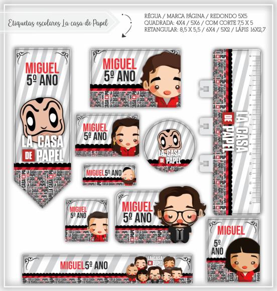 Arquivo digital Etiqueta Escolar - La Casa De Papel