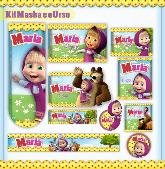 Arquivo digital Etiqueta Escolar - Masha e o Urso 03