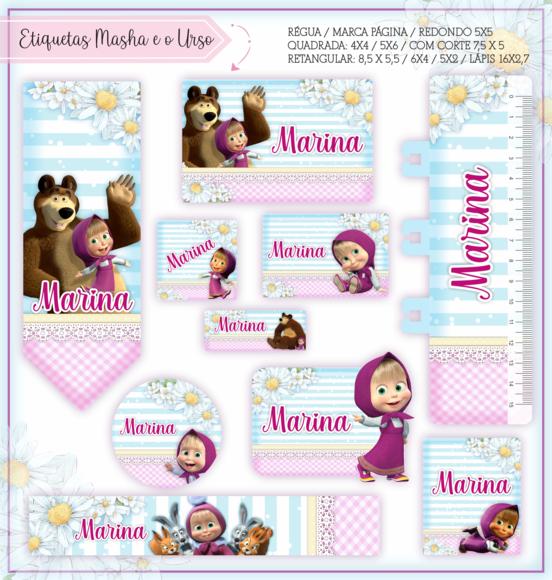 Arquivo digital Etiqueta Escolar - Masha e o Urso 02