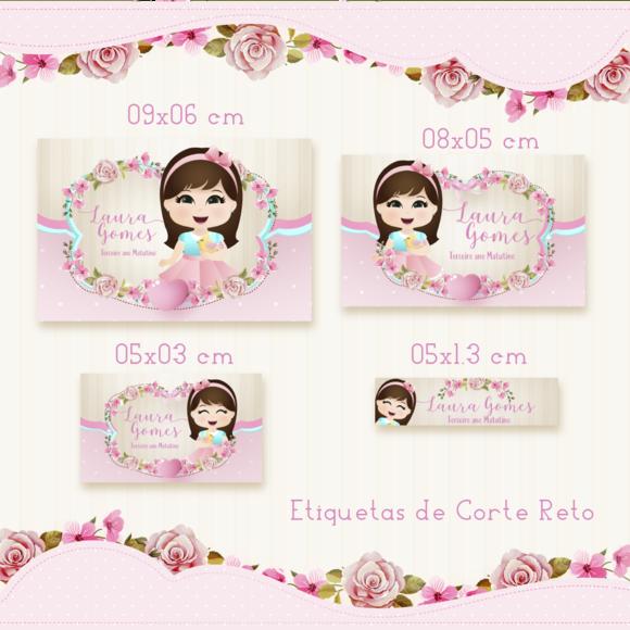 Arquivo digital Etiqueta Escolar - Menina Morena