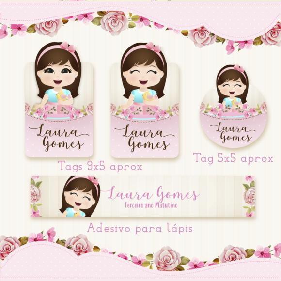 Arquivo digital Etiqueta Escolar - Menina Morena